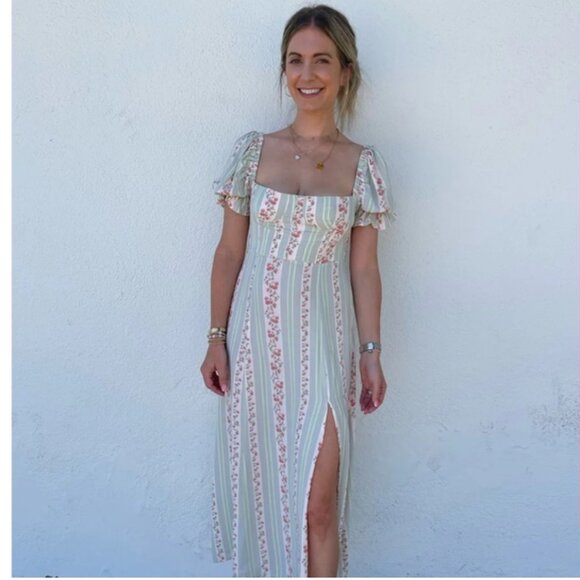 We Wore What Rosewood Cap Sleeve A-line Gown Midi Dress Multicolor Size 14 - Picture 3 of 10